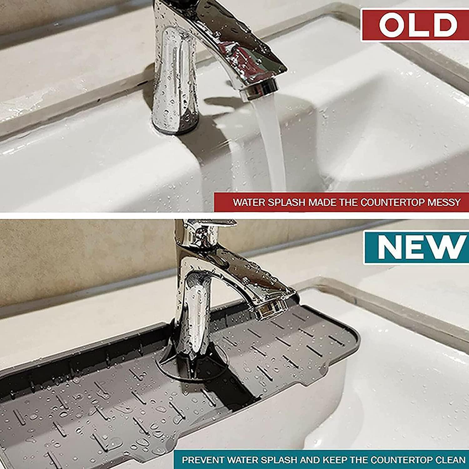 Sink Splash Guard, Silicone Faucet Splash Guard Mat Drain Drying Pad for Kitchen Sink, Sink Faucet Splash Catcher